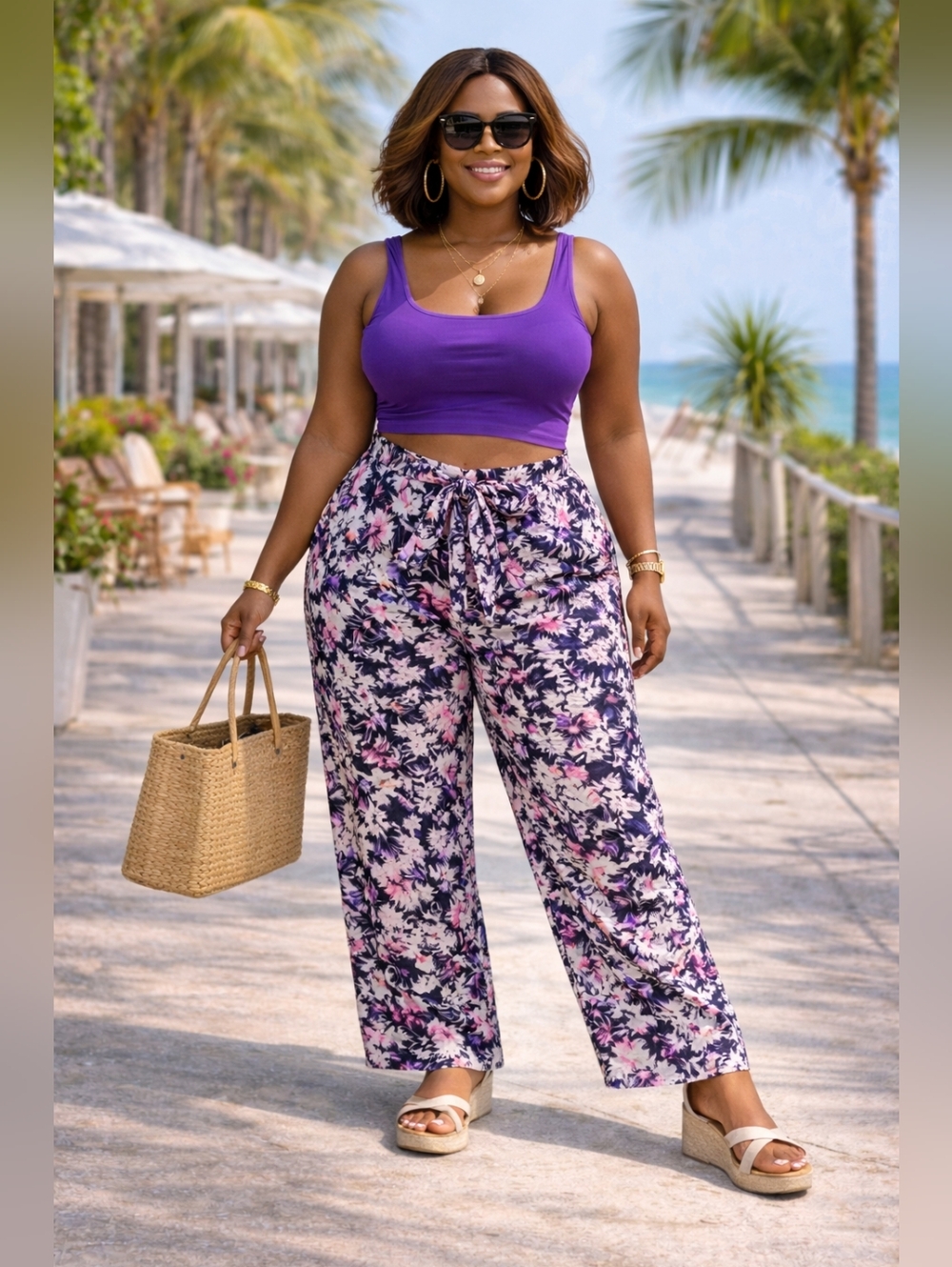 Robert Louis Floral Wide-Leg Pants XL